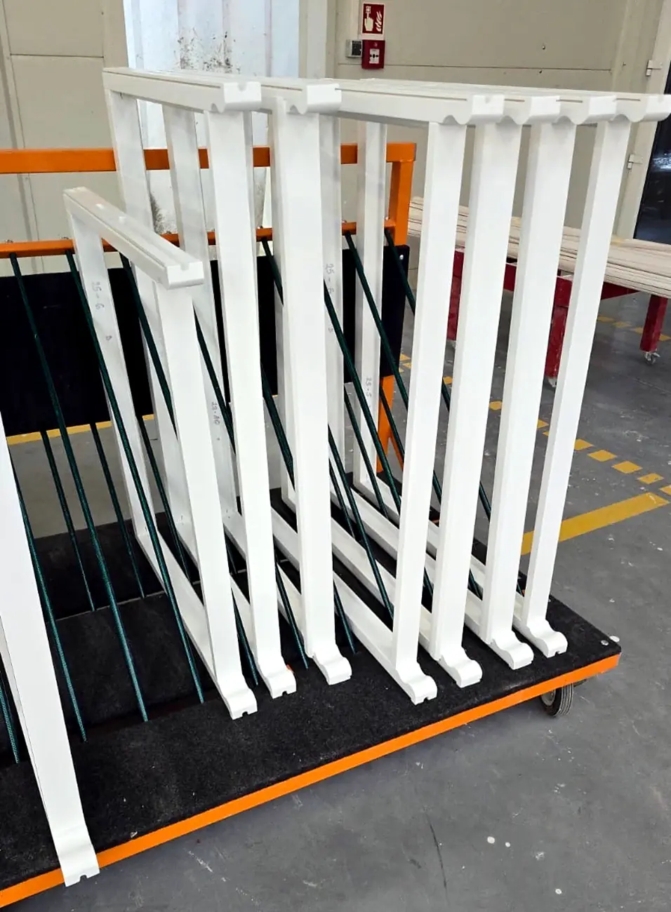 A timber window frame corner being assembled from engineered pine in the workshop