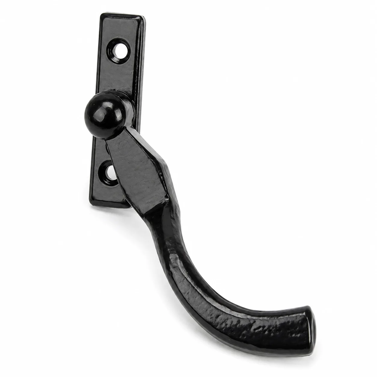 Black wrought iron pear drop casement window fastener